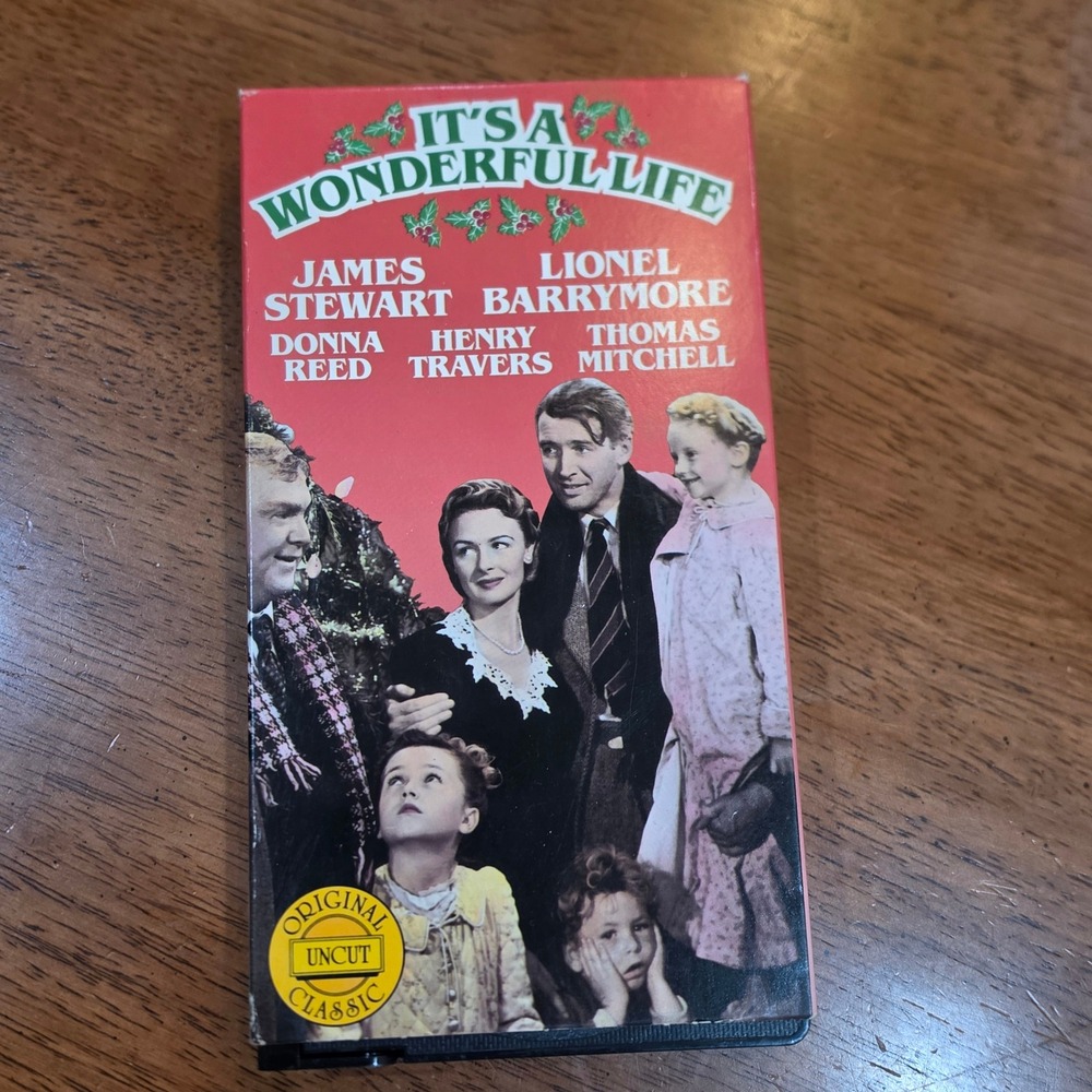 Goodtimes It's a Wonderful Life VHS Movie Unisex OS Red Good Uncut Classic 1946